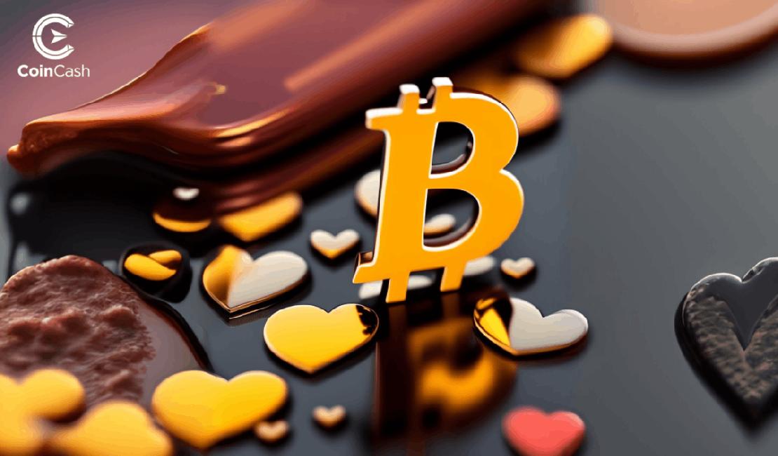 Bitcoin logó szívek között