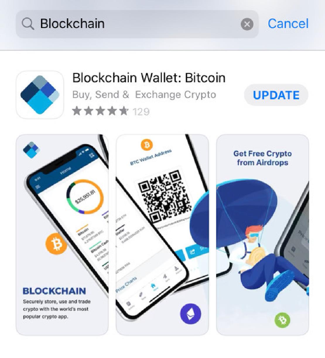 Blockchain tárca keresése az appstoreban. 